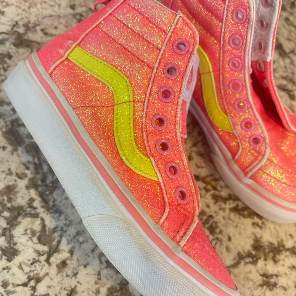 Vibrant Pink Glitter Kids Shoes - Picture 3 of 5